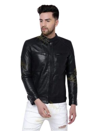 Premium Mens Leather Jacket - Color: Black