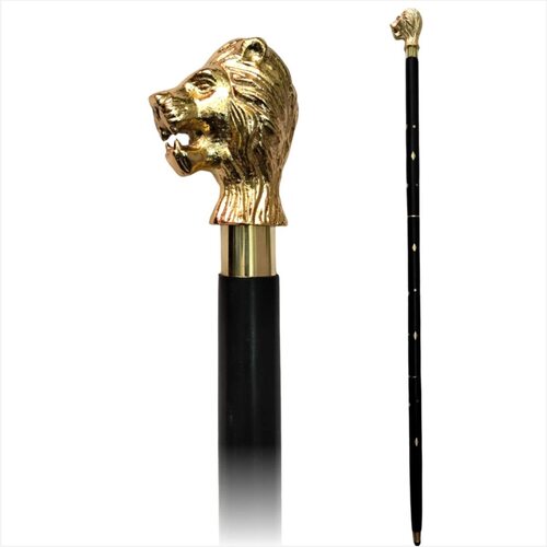 Wooden Walking Stick With Lion Handle