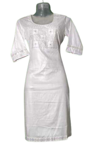 Ladies White Kurti - Design: Indian