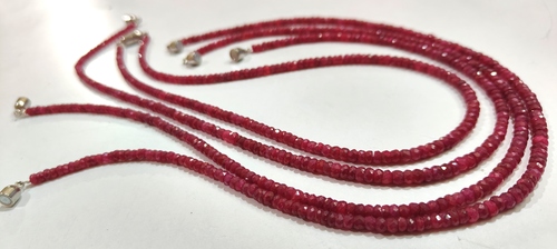 Natural Ruby Corundum Rondelle Faceted 4mm Beads