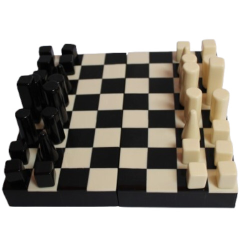 Folding Chess Set Modern Design Resin Black And White And Mdf