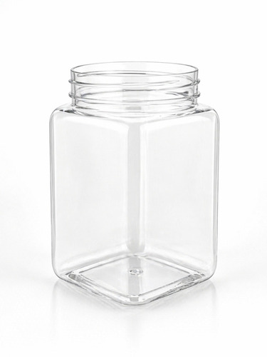 Square Plastic Pet Jar - Color: White