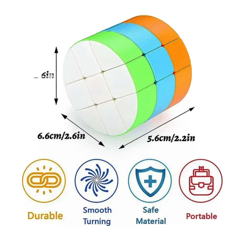 3X3X3 High Speed Cylindrical Cube Puzzle - Eco-Friendly ABS Plastic, 3x3x3 Size, Multicolor | Unique Rounded Design, Ergonomic Build, Boosts Cognitive Skills