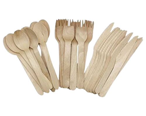 Disposable Wooden Cutlery Set - Customized Size, Brown Color | Fine Finished, Very Good Quality, Eco-Friendly, Disposable