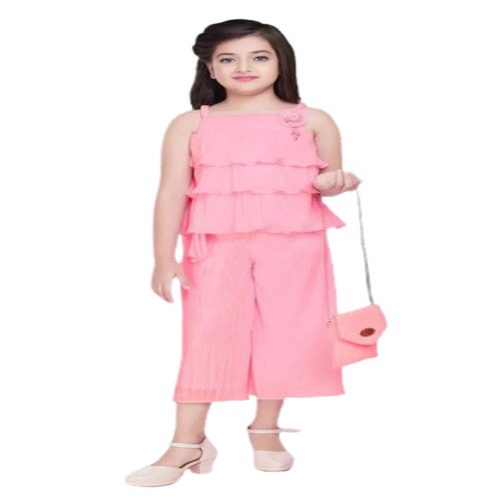 Girls Ethnic Kurta - Georgette Fabric, Size S/M/L, Pink Color | Party Wear Design, Handwash Care