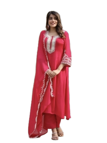 Pink Chinnon Kurta Set