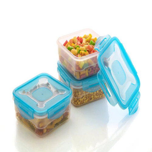 Transparent Plastic Container - Color: Blue-Lid