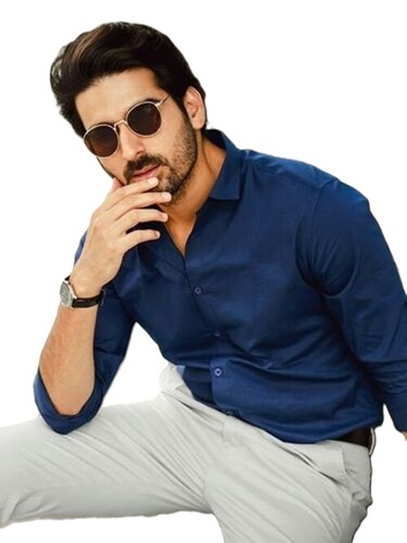 Blue Formal Shirt - Cotton, Regular Fit, Classic Collar, Full Sleeves | Breathable, Washable, Plain Style for Men, 20-30 Age Group