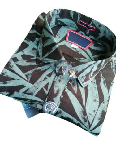 Cotton Printed Shirt - Customized Size, Blue & Black Color | Light Weight, Breathable, 100% Washable, Full Sleeves