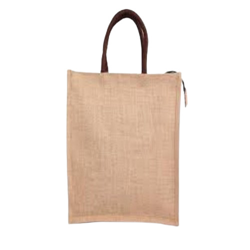 Jute Thamboolam Bag - Eco-Friendly Jute 31x12x27 cm Golden Color Faux Leather Handles Zip Closure 1 Compartment Antistatic Feature Custom Design