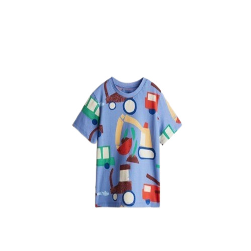 Kids Half Sleeve Printed Cotton T-Shirt - Multicolor, Anti-Shrink, Breathable for Casual Wear