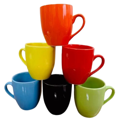 Plain Ceramic Coffee Mugs - Ceramic, Round, Multicolor Finish | Durable, Good Quality, Polished Surface, Printed and Plain Patterns