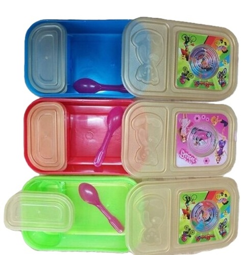 Printed Plastic Kids Lunch Box - Color: All Colour