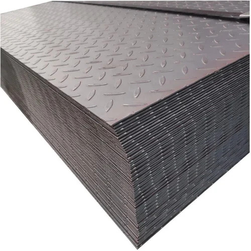 Anti Corrosion Mild Steel Chequered Plates - Industrial Grade, 4x8 Feet, Silver & Black, Polished Surface, Heavy Duty Sheet, Rectangle Shape