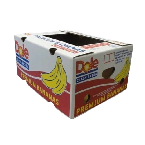 Banana Packaging Box - Cardboard, 10 Kg Capacity, Rectangular Shape, Multi Color, Laminated Coating | 3 Ply, Ideal for Vegetable and Fruit Packaging