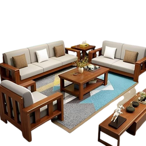 4 Seater Sheesham Wood Wooden Sofa Set