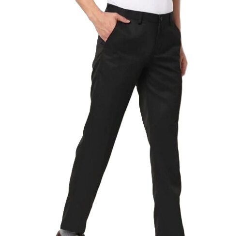 Mens Regular Fit Polyester Trousers - Zipper Fly, All Color Options | Breathable, Hand Wash, Machine Wash