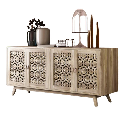Wooden Sideboard - Solid Wood, Customized Size, Brown Color | Eco-Friendly, Handmade, Modern Design, Durable & Long Lasting