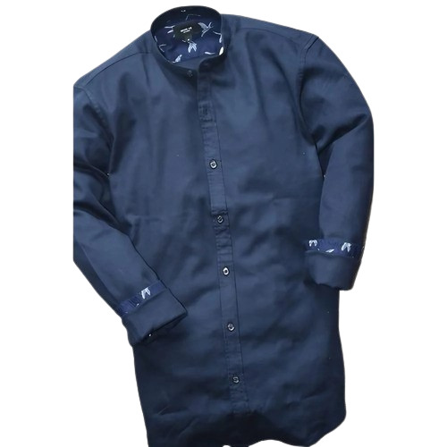 Party Wear Shirts - Cotton Blend, Customized Sizes S-XXL, Navy Blue | Lightweight, Breathable, Beaded Closure, Button Down Collar, Anti-UV Feature