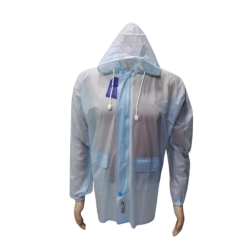 Plastic Raincoat - Durable Plastic Material, Custom Size, Sky Blue Color | Waterproof, Front Pockets, Standard Design, Adult Size, Very Good Quality