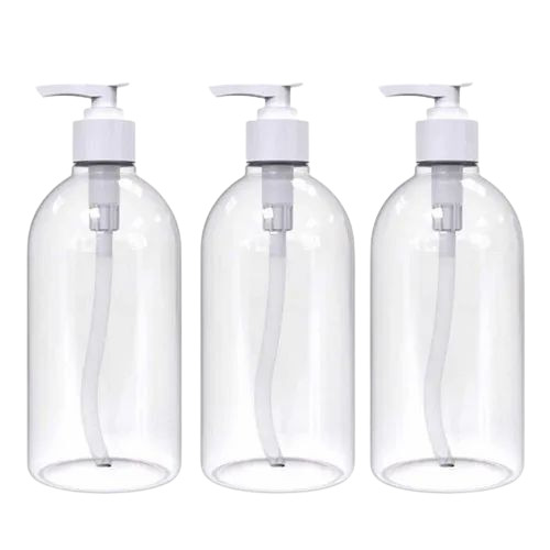 Dispenser Pet Bottle - Rigid UPVC, 500ml | Transparent, Durable, Fine Finished, Round, Plain Pattern