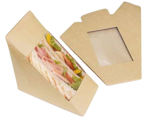 Sandwich Packaging Box - Paper Material, Plain Brown Color | Ideal for Secure and Eco-Friendly Sandwich Storage