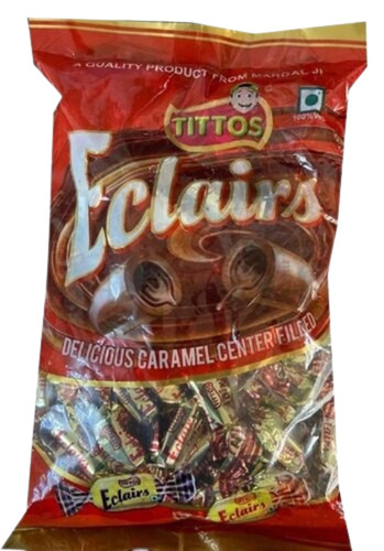Eclairs Caramel Filled Candy - Fresh & Very Good Quality 100% Pure Sweet & Tasty Delight | Eggless Solid Form 100 Toffee Pack 6 Months Shelf Life