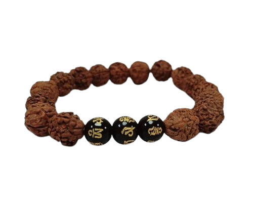 Rudraksha Bracelet - Round Shape, Standard Size | Durable Rudraksha Material, Perfect Finishing for Religious Occasions, Male Jewelry Style