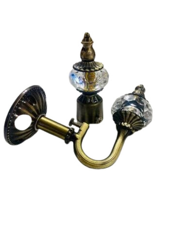 Antique Crystal Curtain Bracket - Crystal Material, 3 Inch Size, Golden & White Color | Durable Design with Fine Polished Finish