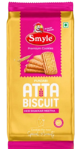 Smyle Desi Shakkar Meetha Atta Biscuit - 300 Gram Family Pack | Sweet Cookie with FSSAI Certification, Ideal for Sharing and Enjoyment