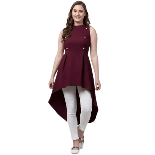 Ladies Western Wear - Charmeuse Material, Size M/l/xl, Maroon Color | Sleeveless, Casual One Piece, Anti-wrinkle, Breathable, Machine Washable