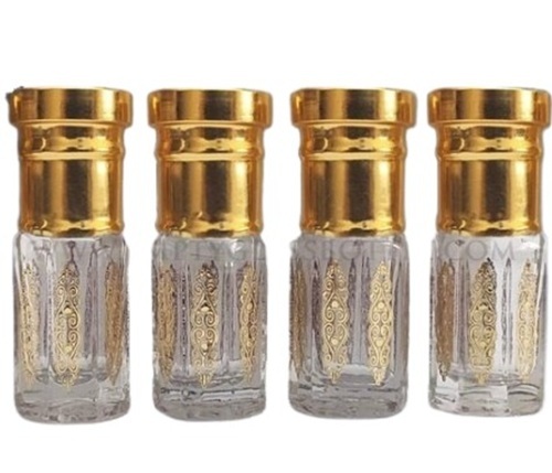 Designer Attar Bottle - Glass, 3/6/12 ml, White Color, Round Shape | Narrow Flip Top Lid, Roll-On Sealing, Acid Etch Surface Handling