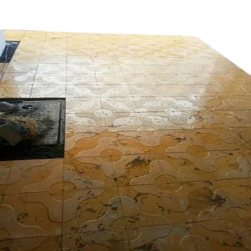 Car Parking Tiles - Durable Concrete | Square Edge, Acid-Resistant, Non-Slip, Fine Finished, Full Body Yellow Gold Tiles