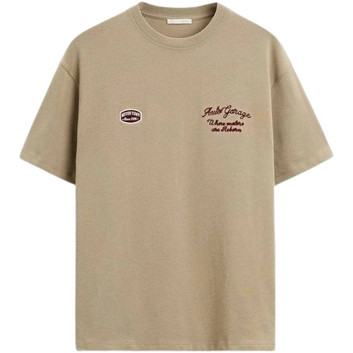 Embroidery T Shirt - Cotton, Customized Size, Brown Color | Light Weight, Short Sleeves, O-Neck Collar, Breathable and Washable