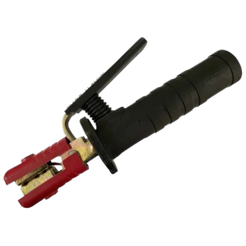 Industrial Welding Electrode Holder - Metal, Round, Polished Finish | Corrosion Resistant, 240 Voltage, Red and Black for Industrial Use