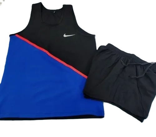 Athletic Vest And Shorts - Nylon Fabric, Size: XS-XL, Color: Blue, Unisex Regular Fit, Sports Design for Summer Athletics | Custom Logo Pattern, Cool Max Feature, Simple Sports Pattern