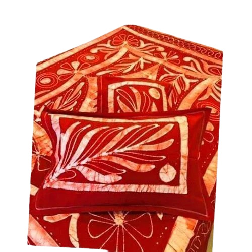 Batik Double Bed Sheet - 100% Cotton, 90x100 Inch, Red | Modern Printed Design, Washable, Lightweight, Breathable, Includes Pillowcase
