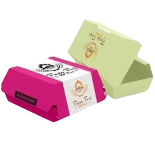 Burger Packaging Box - Paper Material Multicolour Printed Design | Ideal for Serving Burgers with Style and Versatility