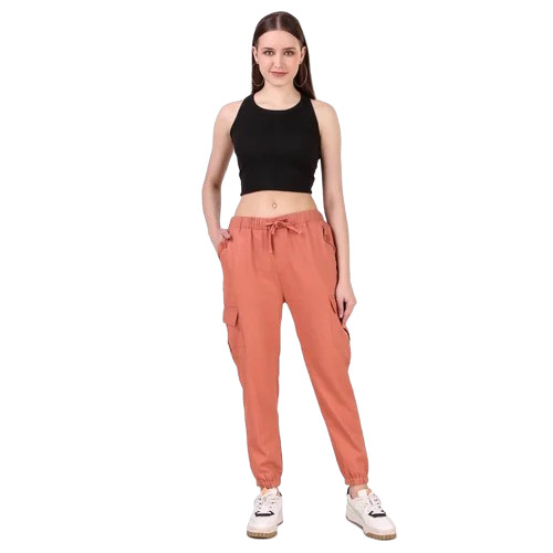 Girls Cotton Lower - Light Weight Breathable Customized Size Opaque Brown Casual Cargo Jogger | All Season Daily Wear Hand Wash Anti UV Feature