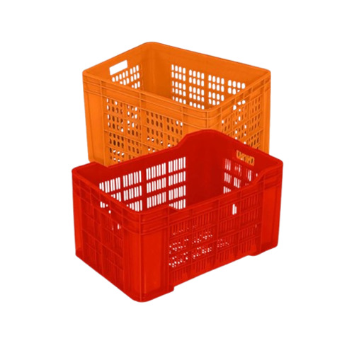 Plastic Storage Crates - PVC Material, Customized Size, Red & Orange Color | Durable, Double Faced Design, 2-Way Entry, Fine Finished