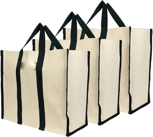 Shopping Bag - Corrugated Board 5 Kg Size White Color | Handmade Loop Handle Printed Style Aqueous Coated Disposable Design
