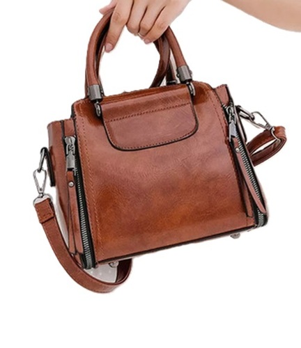 Leather Ladies Bag - Color: Brown