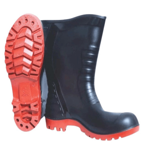 Safety Gumboots - PVC Size 8-11 | Black Breathable Lightweight Comfortable Fit Slip & Water Resistance Unisex Design Medium Heel