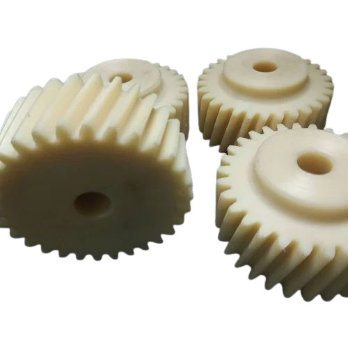 Nylon Gear - Customized Size White Color | Durable Fine Finished Helical Spur Gear with High Efficiency and Fine Tooth Profile
