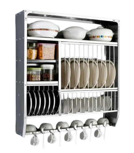 Stainless Steel Dish Rack - Fine Finished, Wall Mounted, Square Shape, Portable, Durable | Ideal for Home Dish Storage