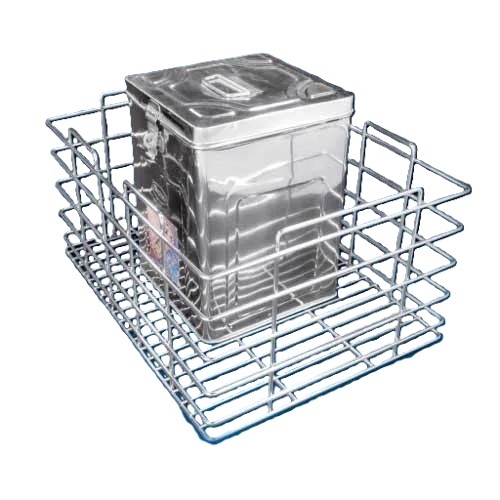 Steel Basket - Rectangular Shape Multi-Size Steel Design | Easy to Carry Heavy Duty Shiny Finish Perfect for Kitchen Use