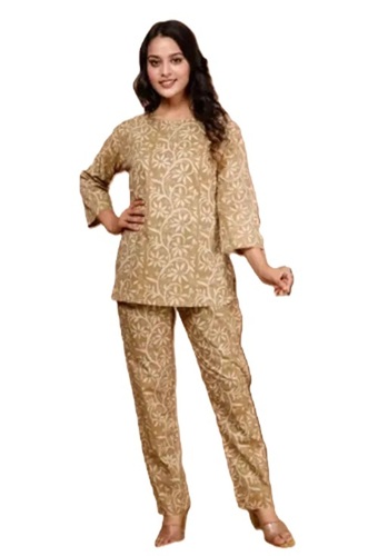 Ladies Cotton Brown Night Suit - Design: Good