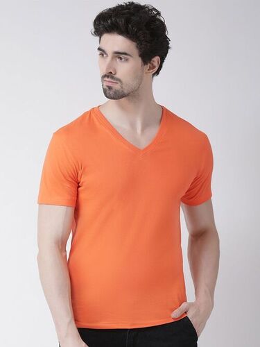Mens V Neck Orange T Shirt