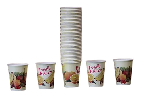 Paper Juice Cups - Paper, 250 ml, Multicolor | Disposable, Cold & Heat Resistant, Durable, Round Shape, Printed Pattern, Fine Finished