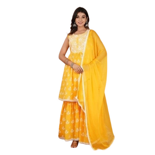 Cotton Kurti Sharara Set With Dupatta By Iconique Boutique